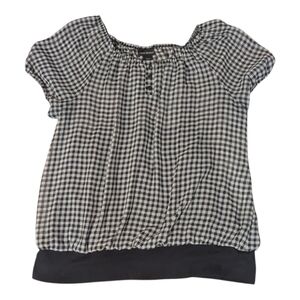Lane Bryant Black White Gingham Blouse W Built-In Cami. Women's 18/20